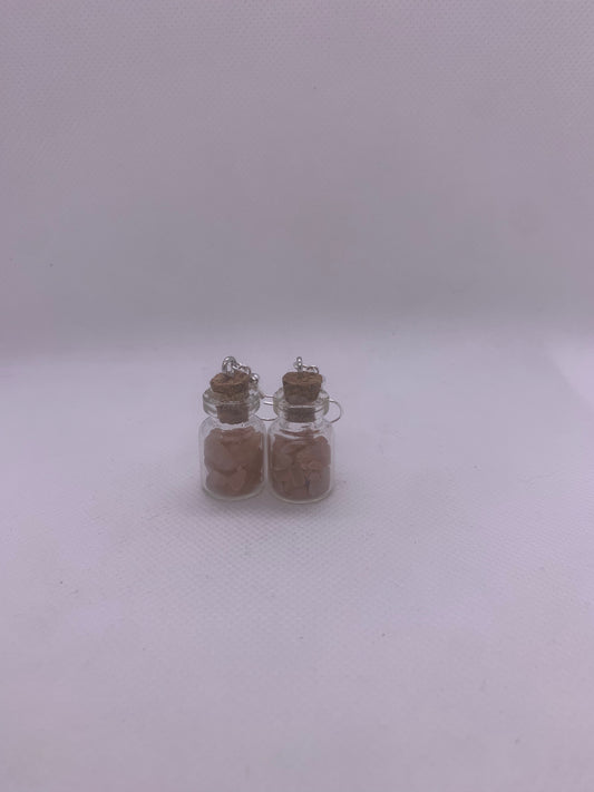 Peach Moon Stone Bottle Earrings